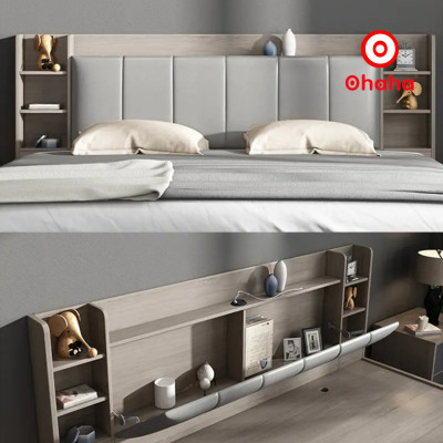 [Miễn phí vận chuyển & lắp đặt] Giường ngủ thông minh cao cấp bọc nệm đầu giường có hộc nâng gỗ công nghiệp Ohaha - GN014