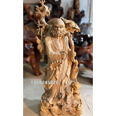 Tượng cụ đạt ma sư tổ bằng gỗ ngọc am thơm nức nhiều giàu kt cao 1m x39×20cm 