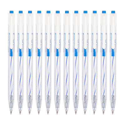 Combo 12 chiếc bút bi dầu dầu đầu ngòi 0.7mm bấm Deli - Mực xanh/đen/đỏ - EQ24