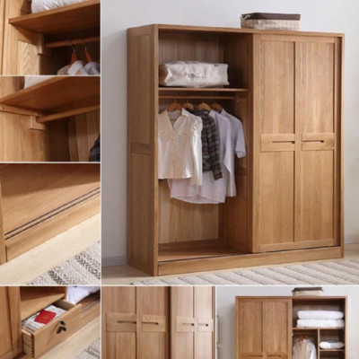 Tủ áo gỗ sồi cửa lùa Tundo Ngang 180 x Sâu 60 x Cao 200cm