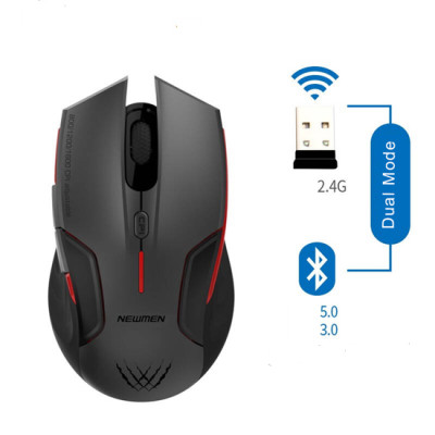 Chuột máy tính không dây Garming Newmen D500 (Dual Mode BT5.0 & 2.4 Ghz) - Xám-Đen - Hàng chính hãng