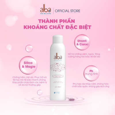 Xịt Khoáng BABY ALBA Chống Hăm Khô Rôm Sảy Giúp Da Bé Mịn Màng 300ML