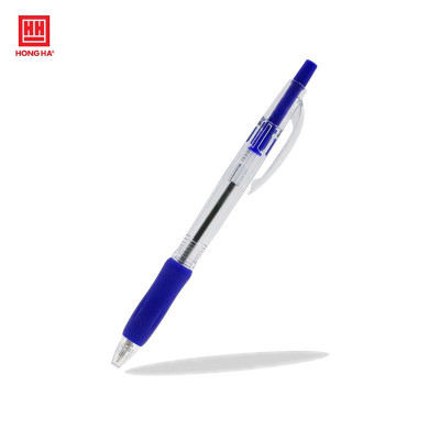 Bút bi bấm Hồng Hà đầu bi 0.7mm cho nét viết êm, trơn, có grip cao su - 2468