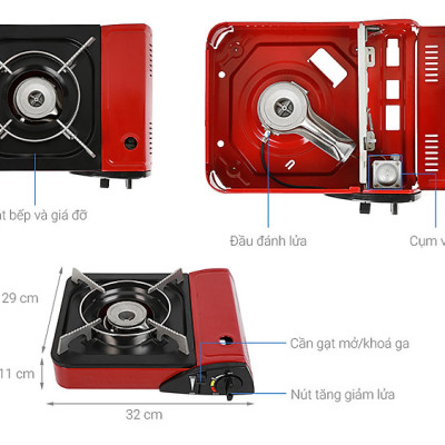 Bếp Gas Du Lịch Mini - Màu Ngẫu Nhiên - Hàng Chính Hãng