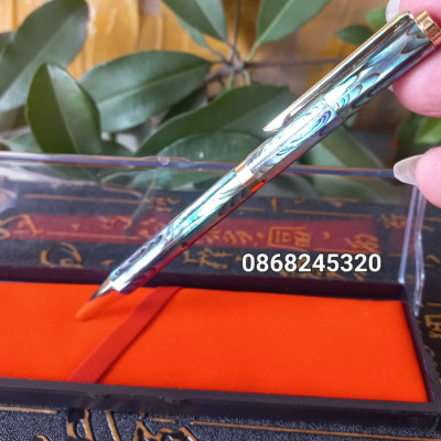 Bút bi viết ký phong thủy khảm vỏ bào ưng xanh phong cánh lịnh lãm đẳng cấp