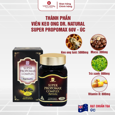 Viên uống keo ong tăng cường hệ miễn dịch, tăng sức đề kháng nhập khẩu chính hãng Úc SUPER PROPOMAX COMPLEX (60 viên) chiết xuất từ Keo Ong giúp tăng cường sức khỏe, nâng cao sức đề kháng, nâng cao thể trạng cho cơ thể