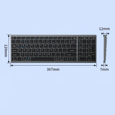 Bàn phím không dây mini W160C - pin sạc TypeC - đa kết nối bluetooth 5.0 + 3.0 + Usb wireless 2.4G hàng nhập khẩu
