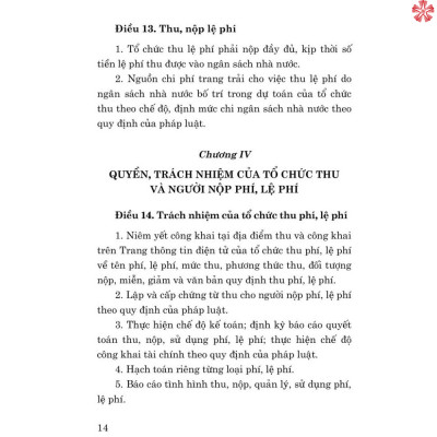 Luật phí và lệ phí năm 2015 (sửa đổi, bổ sung năm 2017, 2018, 2020, 2023) bản in 2024