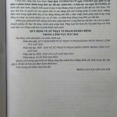 Sách Quy Định Về Xử Phạt Vi Phạm Hành Chính Trong Lĩnh Vực Đất Đai - V2497D