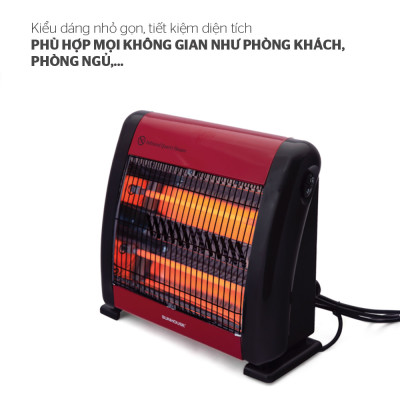 Sưởi Điện Hồng Ngoại Sunhouse SHD7013 (800W) - Đen Đỏ - Hàng Chính Hãng
