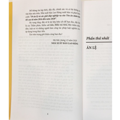 39 Án Lệ Và Các Giải Đáp nghiệp Vụ Của Tòa Án Nhân Dân Tối Cao (Từ Năm 2016 Đến Năm 2020)