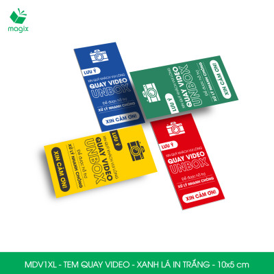500 Tem chú ý quay video trước khi mở hàng, decal dán hộp - 10x5 cm - Xanh lá in trắng - MDV1XL