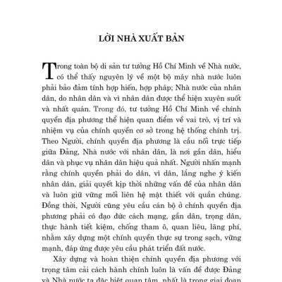 Tư tưởng Hồ Chí Minh về chính quyền địa phương và vận dụng xây dựng, hoàn thiện chính quyền địa phương ở Việt Nam hiện nay (bản in 2025)