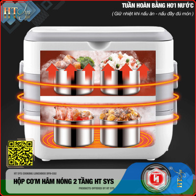 Hộp Cơm Hâm Nóng Cắm Điện HT SYS - COOKING LUNCHBOX DFH C02 - Hộp Cơm Cắm Điện Có Thể Nấu Chín Và Hâm Nóng Thức Ăn - 2 lít,4 Ngăn - Ruột Bằng Inox SUS304 Cao Cấp - Hàng Nhập Khẩu