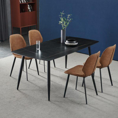 Bộ bàn ghế phòng ăn Tundo mặt đá tự nhiên kích thước tự chọn 4 hoặc 6 ghế Nordic