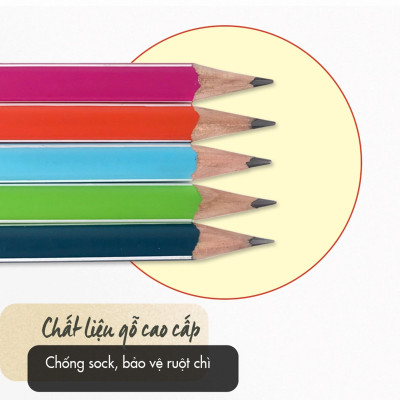 Bộ bút chì gỗ STABILO Trio 369 2B thân tam giác sọc trắng - Bộ 5 bút 5 màu (PC369-C5)