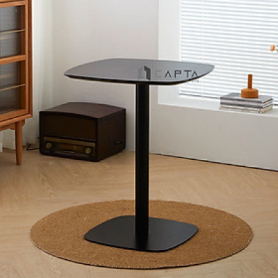 Bàn cafe màu đen TE1544-06W Bàn bar mặt gỗ MDF vuông 60 sơn bo góc chân sắt sơn tĩnh điện