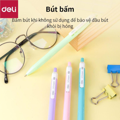 Bút bi dầu Deli - 0.7mm đầu bấm - 50 chiếc/hộp - EQ03336/EQ03236/EQ02836 
