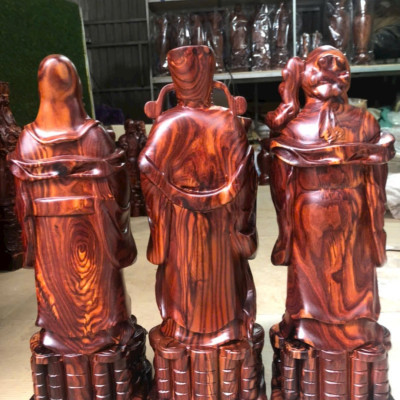Bộ tượng phật tam đa phúc lộc thọ bằng gỗ trắc kt cao 40x13x11cm