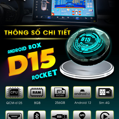 Siêu phẩm D15 Rocket chuyển đổi màn hình Android ô tô - Cấu hình khủng RAM 8GB/ RAM 265GB/ QCM-6125
