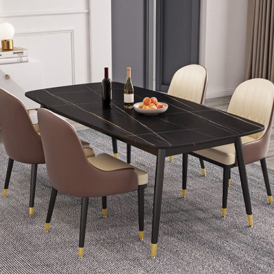 Bàn ăn cao cấp Tundo mặt đá ceramic chân côn núm bọc đồng