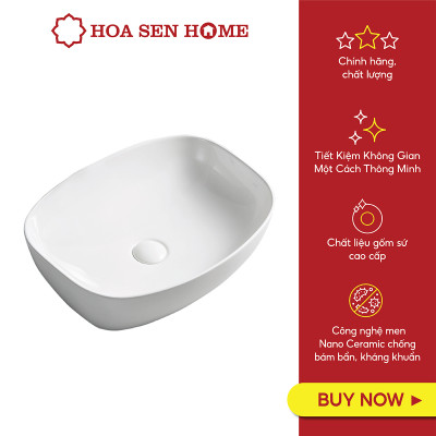 Lavabo đặt bàn TUSLO L008 gốm sứ tráng men Nano Ceramic kháng khuẩn - Hoa Sen Home - Hàng chính hãng