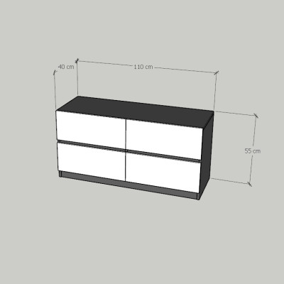 HAPPY FURNITURE , Tủ lưu trữ 4 ngăn kéo - KALA, THK_290, 110cm x 40cm x 55cm DxRxC
