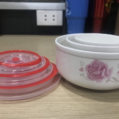 Bộ 3 thố sứ cao cấp đi kèm nắp đậy