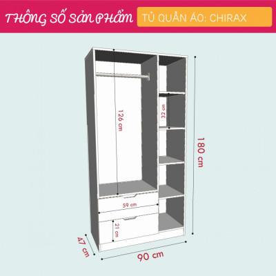 Tủ quần áo cho bé gỗ công nghiệp đẹp SMLIFE Chirax