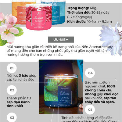 Nến ly 3 bấc Aromatherapy Goose Creek (411g) - Bergamot & Tea Leaves