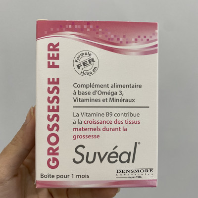 Suvéal Grossesse - Fer: Vitamin Tổng Hợp Cho Bà Bầu Cao Cấp Từ Pháp, Bổ Sung Đầy Đủ Vitamin Khoáng Chất, Ngăn Ngừa Dị Tật Thai Nhi, Tiền Sản Giật Và Tiểu Đường Thai Kỳ, Không Gây Táo Bón
