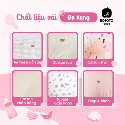 Gối chống trào ngược Rototo Bebe phiên bản giới hạn vỏ Airmesh Waffle thêu hoạ tiết mèo