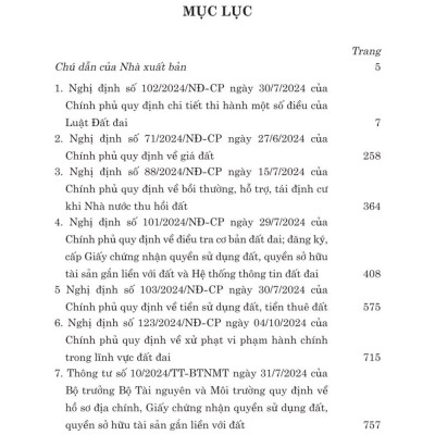 Các văn bản hướng dẫn thi hành Luật đất đai (sửa đổi, bổ sung năm 2024) - bản in 2025