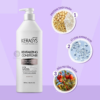 Dầu Gội Xả tăng cường độ đàn hồi, phồng tóc cho tóc mỏng, khó tạo kiểu Kerasys Revitalizing 600ml