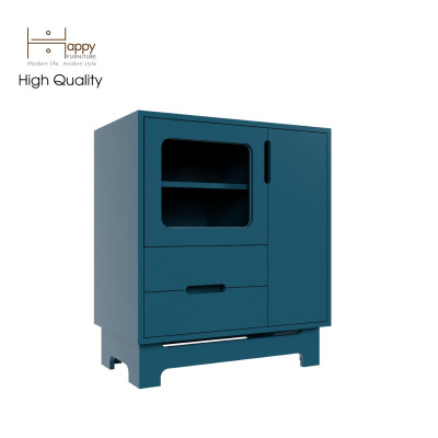 [Happy Home Furniture] MOLLY, Tủ lưu trữ cửa kính 2 cánh mở - 2 ngăn kéo, 72cm x 40cm x 82cm ( DxRxC), TCM_110