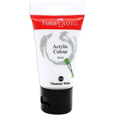 Tuýp màu vẽ acrylic 30ml titanium white (trắng titan) Faber 1183001