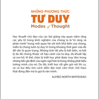 NHỮNG PHƯƠNG THỨC TƯ DUY (Modes of Thought) - Alfred North Whitehead - Nguyễn Sỹ Nguyên và Đinh Thái Xuân Huy (dịch) - Mai Sơn (hiệu đính) - (bìa mềm)