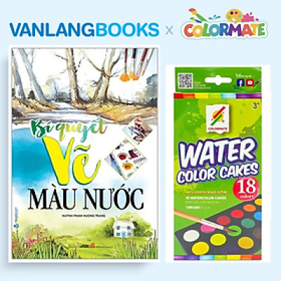 Sách Bí Quyết Vẽ Màu Nước (Tái Bản) + Bánh Màu Nước Dạng Nén 18 Màu - Vanlangbooks x Colormate