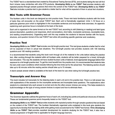 Developing Skills For The Toeic Test