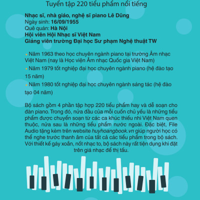 Sách- Piano Cho Thiếu Nhi, Tuyển Tập 220 Tiểu Phẩm Nổi Tiếng - Phần 1 của Lê Dũng (Kèm File Audio) (Tái Bản 2023)- 2HBooks