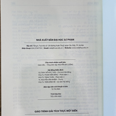 Sách - Giáo trình giải tích thực một biến
