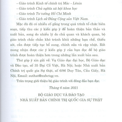 Giáo Trình Kinh Tế Chính Trị Mác – Lênin (Dành Cho Bậc Đại Học Hệ Không Chuyên Lý Luận Chính Trị) - Bộ mới năm 2021