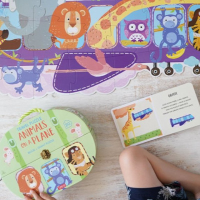 Bộ ghép hình 20 mảnh siêu to cho bé 2+ - Travel Puzzle: Aniamls On A Plane