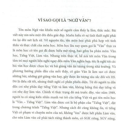 Môn Ngữ Văn Và Dạy Học Ngữ Văn Trong Trường Phổ Thông
