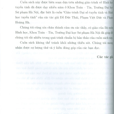 Giáo trình Hình học Tuyến tính - Đỗ Đức Thái (Chủ biên), Trần Văn Tấn, Phạm Hoàng Hà, Phạm Anh Minh