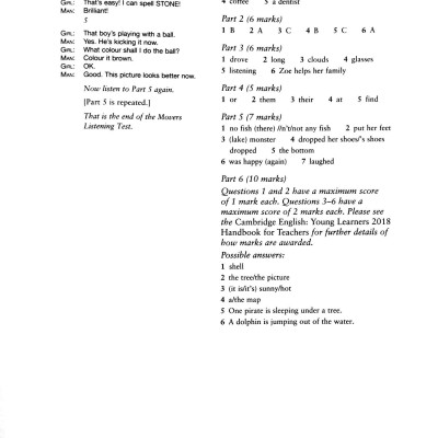 Cambridge English Movers 1 for Revised Exam from 2018 Ans Booklet