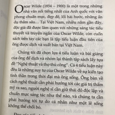 Tiểu luận của Oscar Wilde - Nghệ Thuật Và Thợ Thủ Công