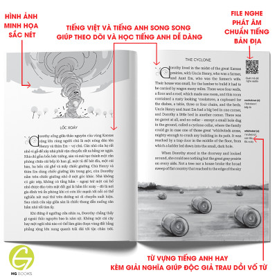 Sách song ngữ Phù Thủy Xứ OZ - Tác phẩm kinh điển cho thiếu nhi, có note từ vựng tặng kèm file nghe - HG Books