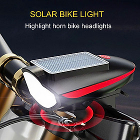 Đèn Xe Đạp Năng Lượng Mặt Trời Có Sạc Pin Siêu Sáng, Còi Báo , Chống Thấm Nước Loại Cao Cấp
