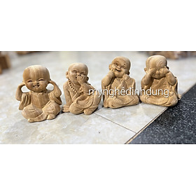 Bộ tượng tứ không bằng gỗ ngọc am thơm nức kt 12×10×9cm 